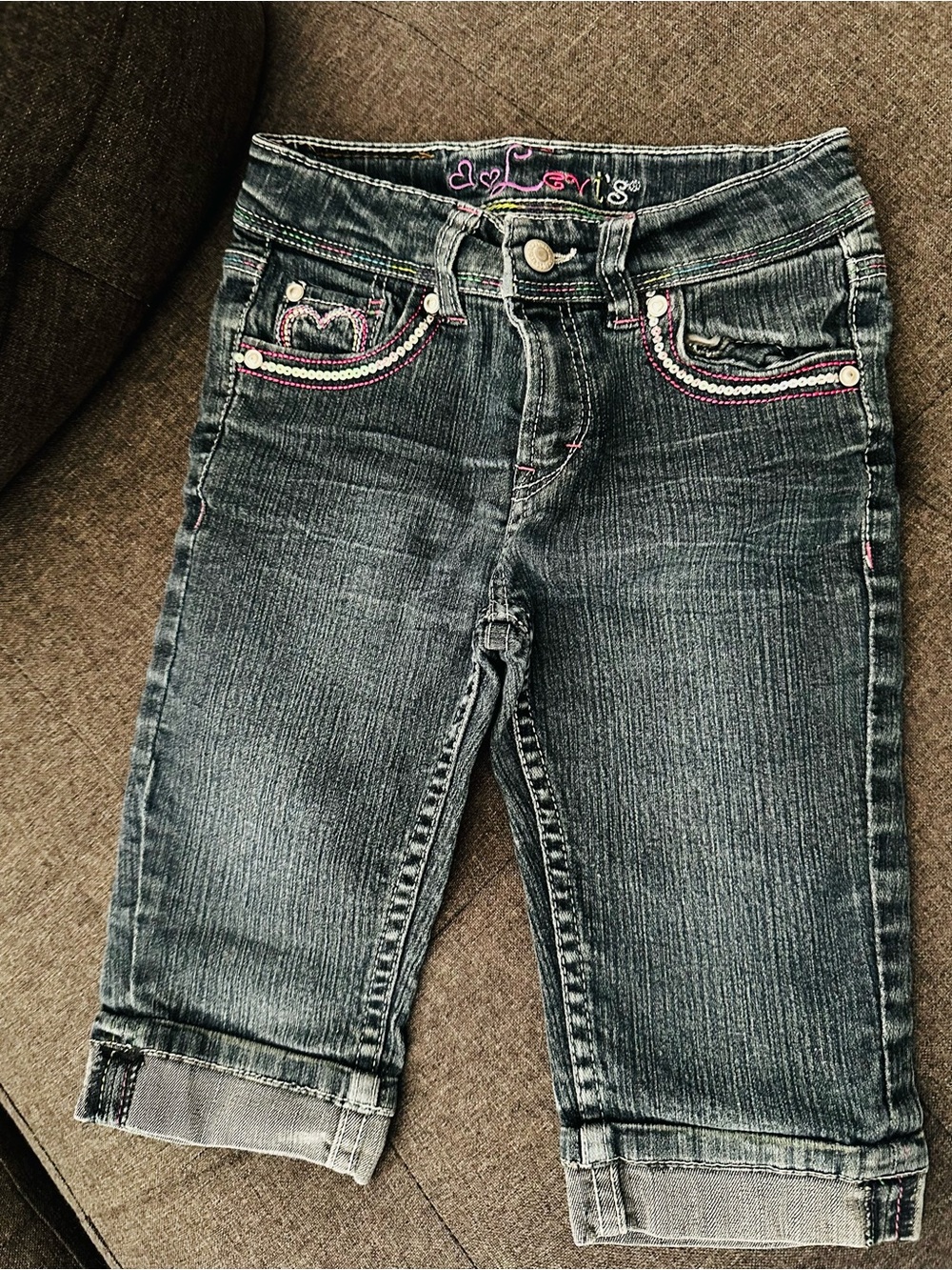 Levi's Girls Dark Blue Denim Capris with Pink Accents